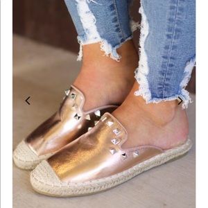 Rose Gold Metallic loafers espadrilles
